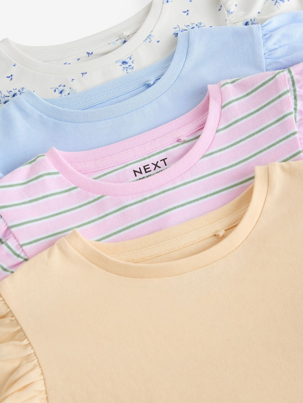 Футболка для девочки Next E44-336, 4 шт., Розовый, Голубой, Белый