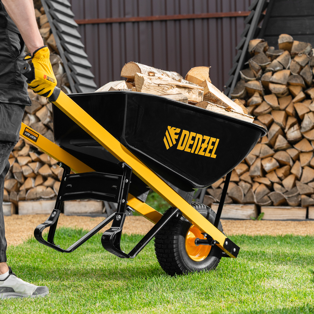 Тачка строительная, усиленная, объем 140 л, 230 кг, колесо 15х6.00-6 Denzel