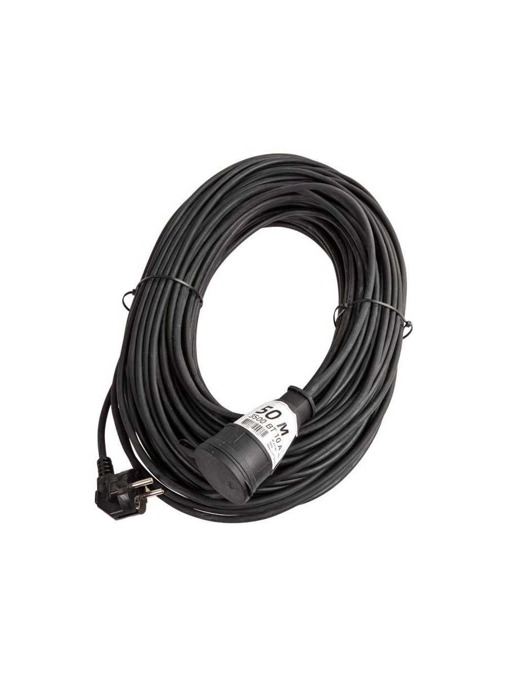 Удлинитель-шнур 1х50м 10А IP44 3500Вт 220-350В КГ 2х1.0мм каучук КОСМОС YSHKsm50m-1g(10A)KG