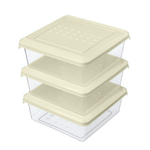 Комплект контейнеров для продуктов "Asti" квадратных 0,5л х 3 шт. (светло-бежевый)