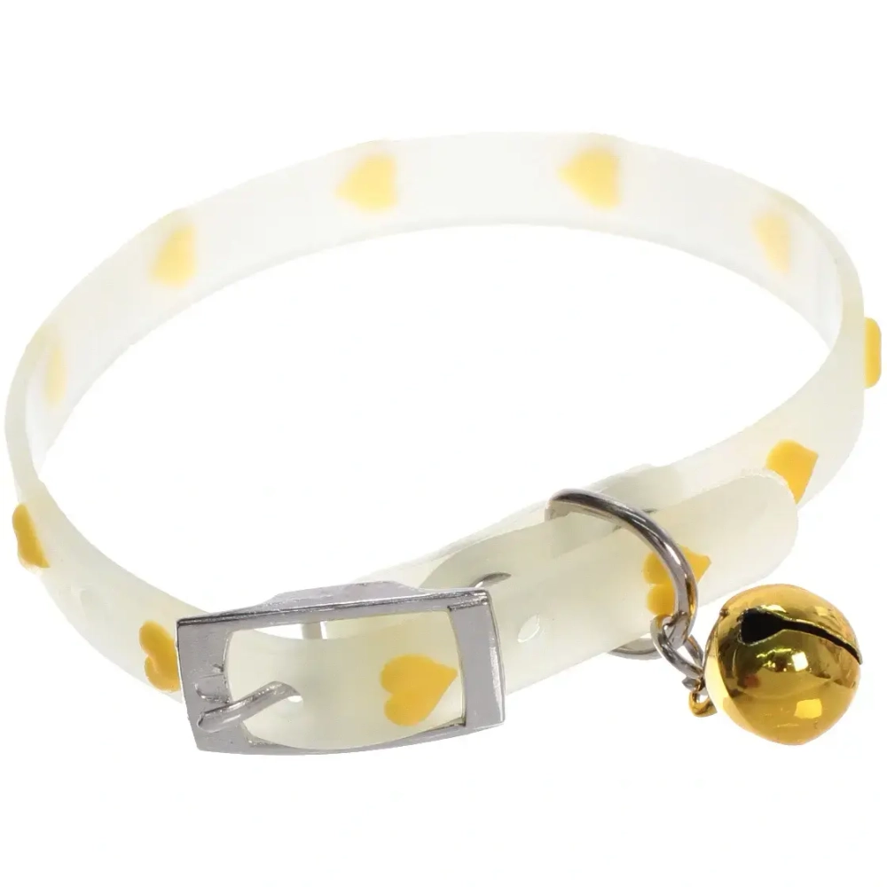 Ошейник для кошек с колокольчиком 1*30см «Neon-Сердечки» светящийся (минивложение 12шт)