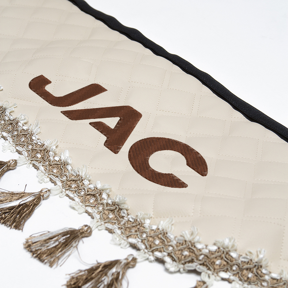 Ламбрекен с косынками стеганые JAC (экокожа, бежевый, бежевые кисточки)