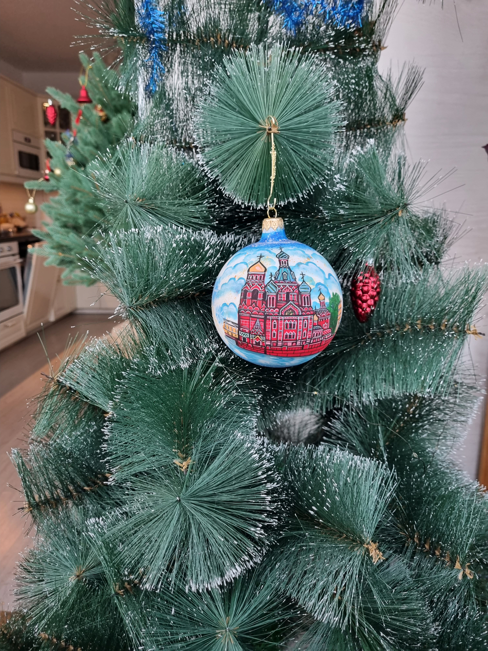 Шар стеклянный "Спас на крови",  ручная роспись