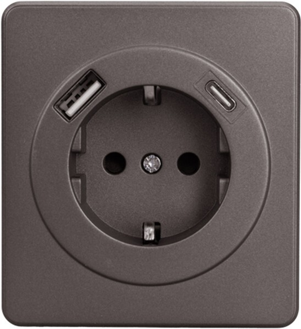 Розетка с заземлением с 2 USB  KRANZ KR-78-0704-2