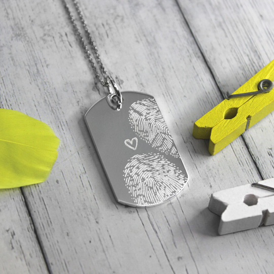 Серебряный жетон мини с гравировкой отпечатка (ручная работа)