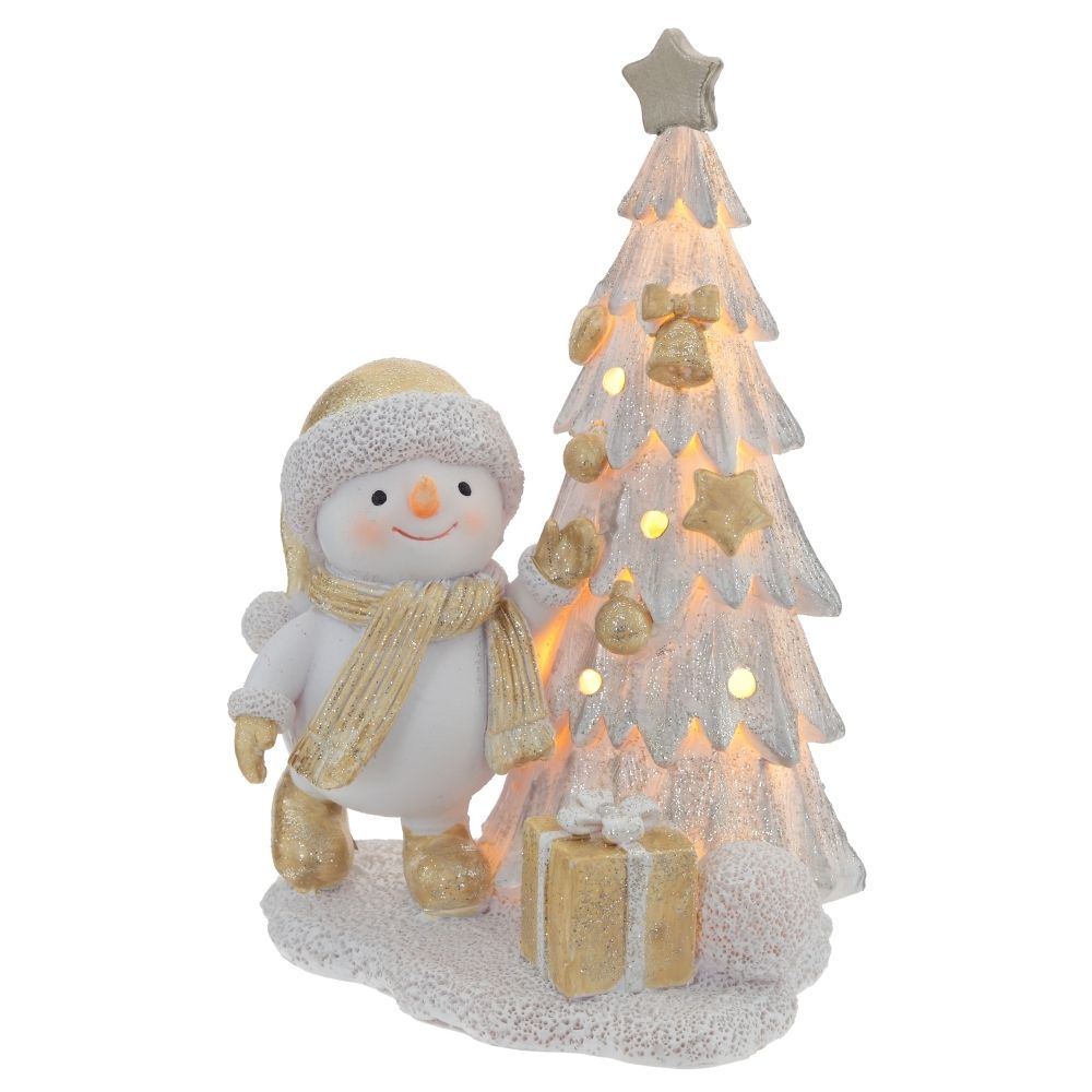 GAEM Фигурка декоративная "Снеговик и ёлка" с подсветкой (2хLR44), L11,5 W9 H15 см