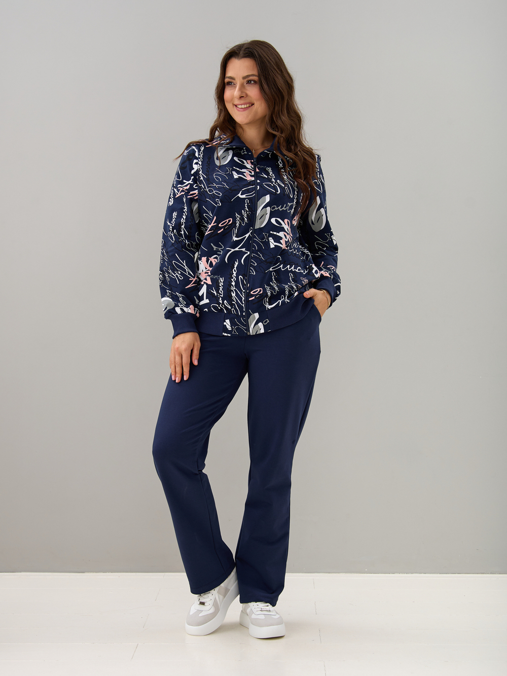 Костюм с брюками КБ-184/синий-цифрынадписи