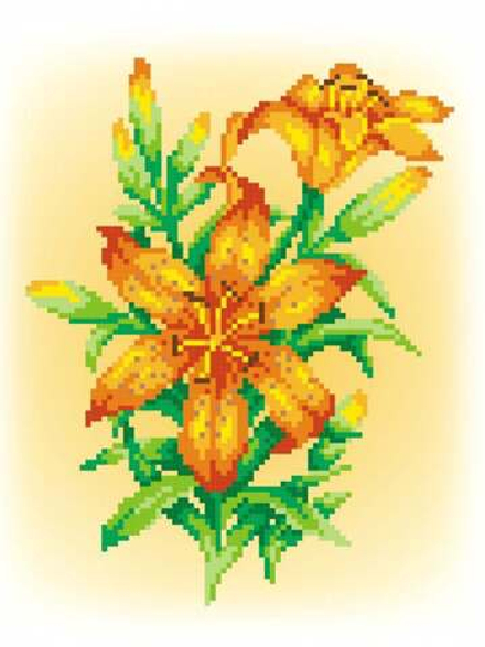 Рисунок-схема на канве для вышивания крестом "Огненная лилия", 30 х 21 см / 20 х 15 см (Россия)