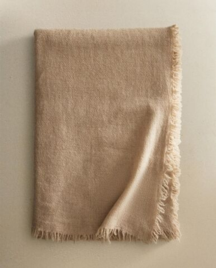 Zara Home - Шерстяной плед, бежевый, 140x190 см