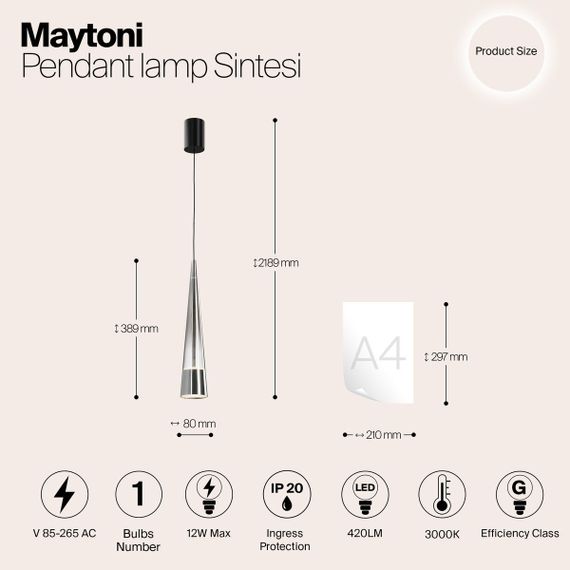 Подвесной светодиодный светильник Maytoni Sintesi P090PL-L12CH3K