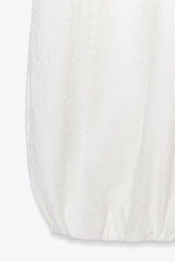 ZARA БРЮКИ-БАГГИ ИЗ СТРУЯЩЕЙСЯ ТКАНИ, ЖЕЛТОВАТО-БЕЛЫЙ