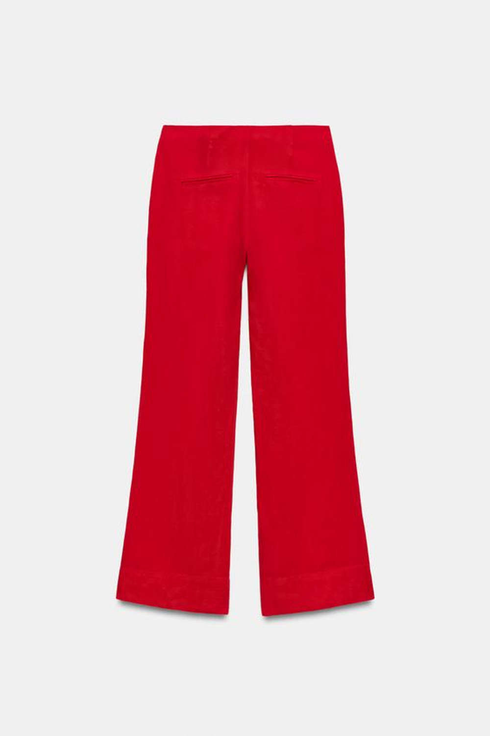 ZARA БРЮКИ ПРЯМОГО КРОЯ ИЗ СМЕСОВОГО ЛЬНА, КРАСНЫЙ
