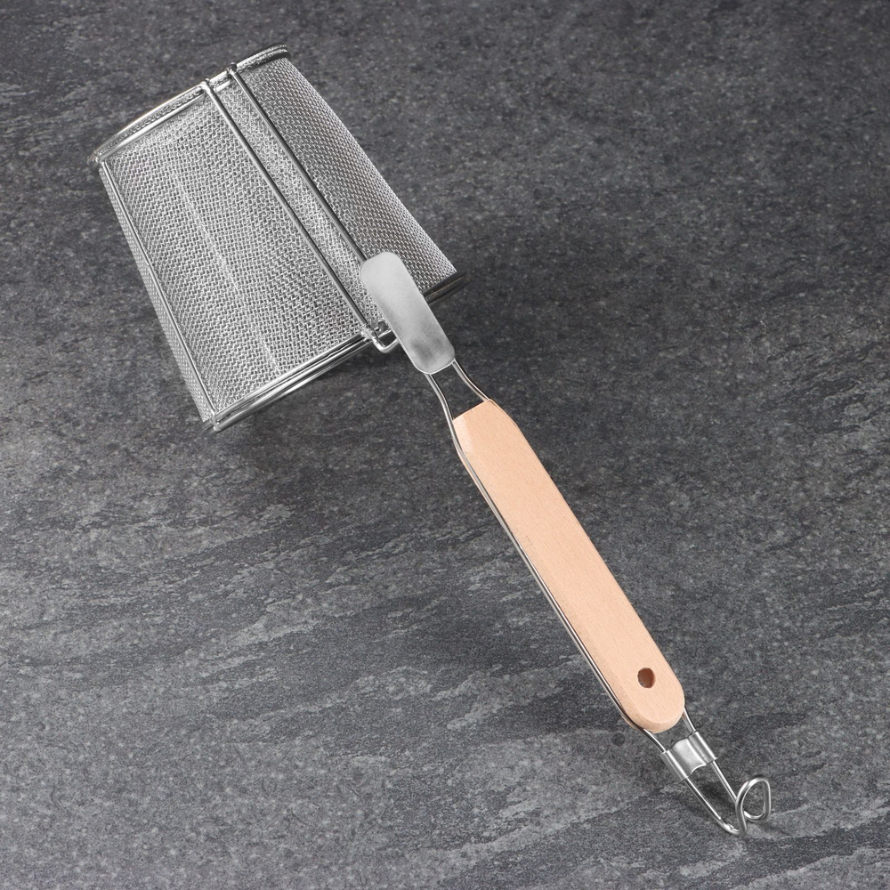 Корзинка для приготовления картошки фри, 35см, дерев ручка (Цвет: не задано)