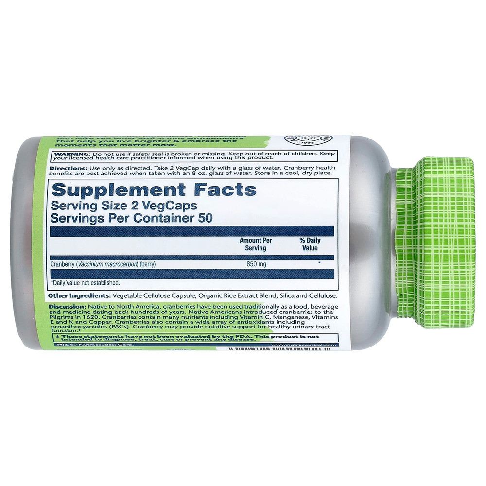 Solaray, True Herbs, клюква, 100 растительных капсул (425 мг на капсулу)