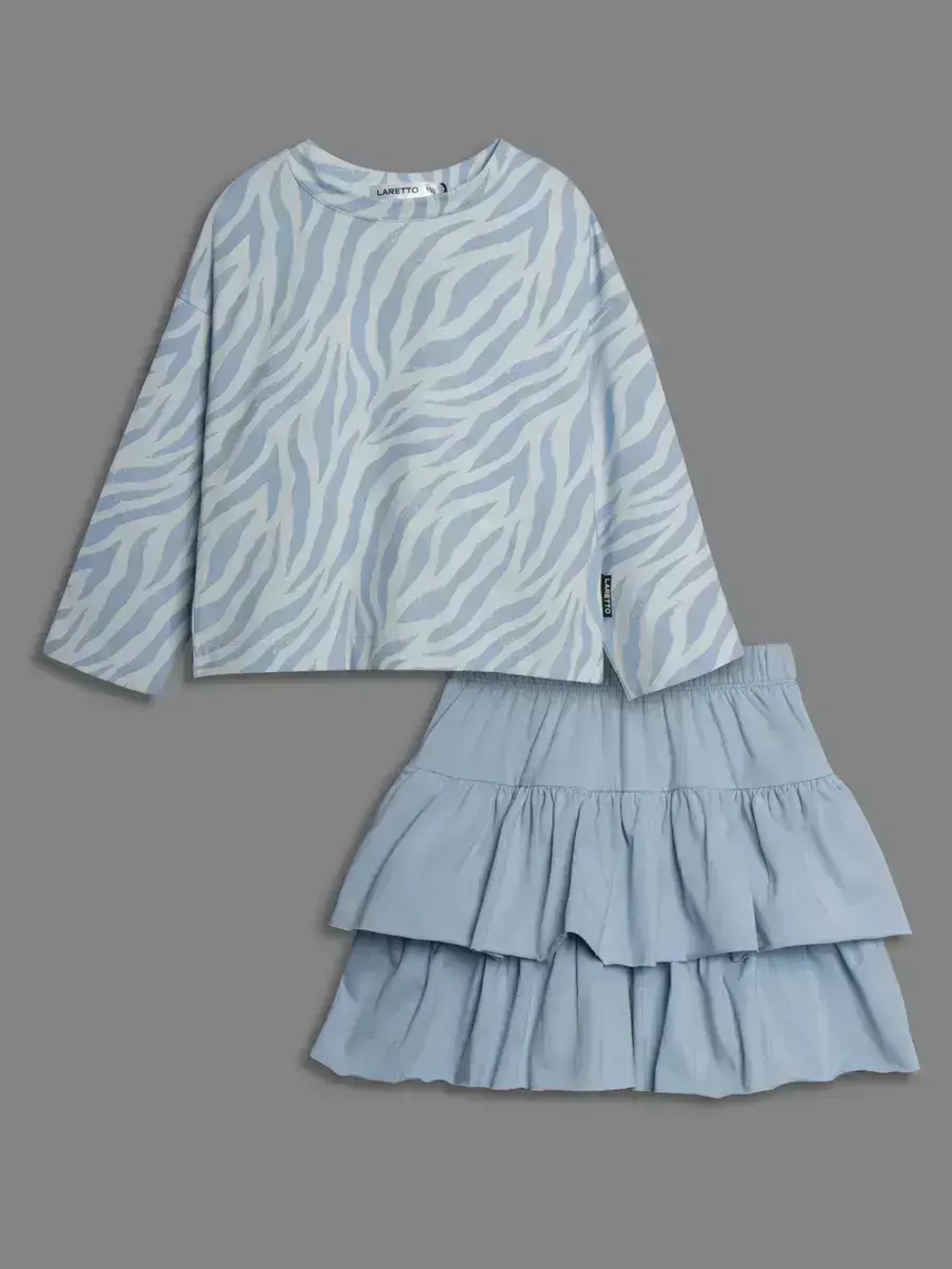 Летний костюм для девочки, лонгслив и юбка