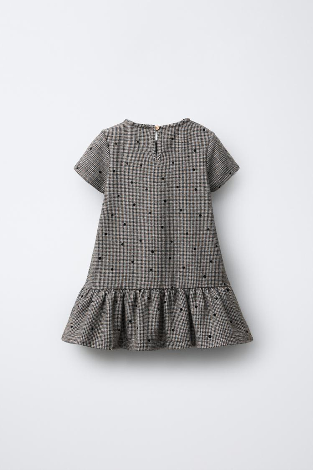 ZARA ПЛАТЬЕ ИЗ ТКАНИ «ГУСИНАЯ ЛАПКА» С БАРХАТНЫМИ БАНТАМИ, РЫЖЕВАТО-КОРИЧНЕВЫЙ