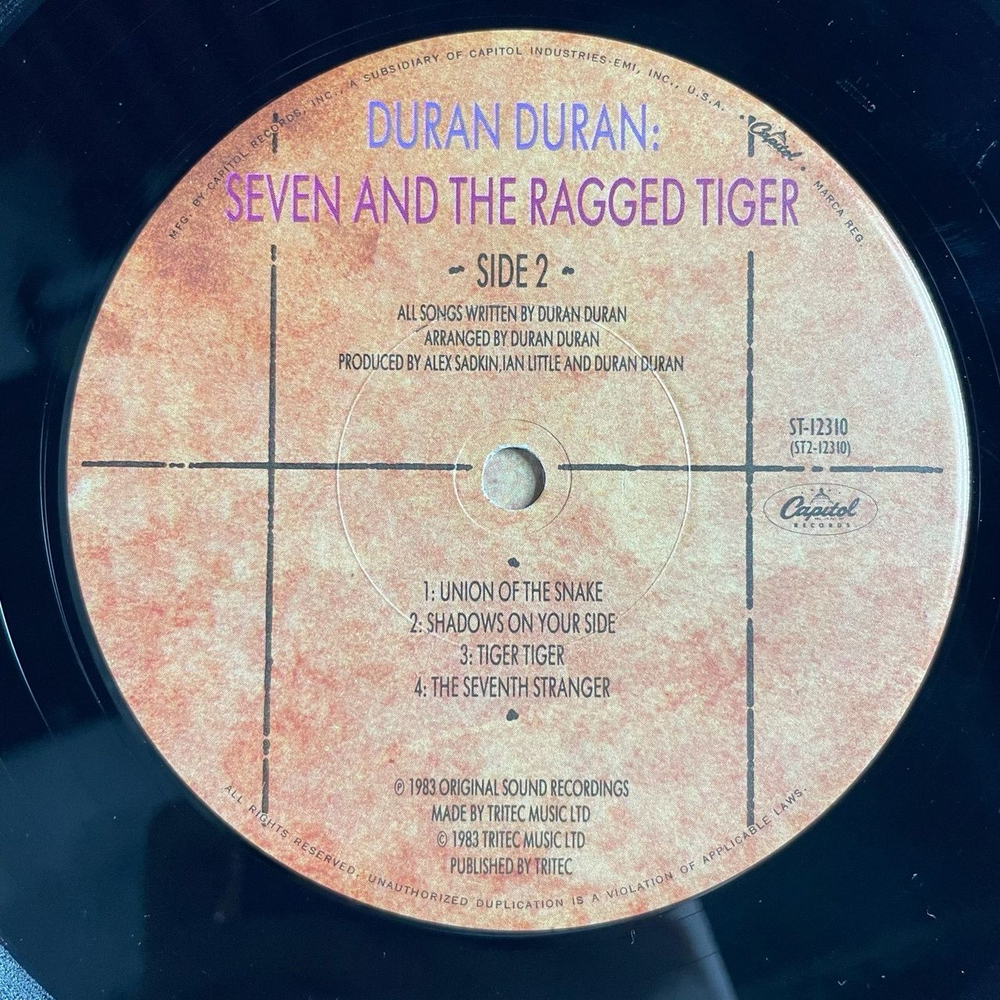 Винтажная виниловая пластинка LP Duran Duran Seven And The Ragged Tiger (USA 1983)