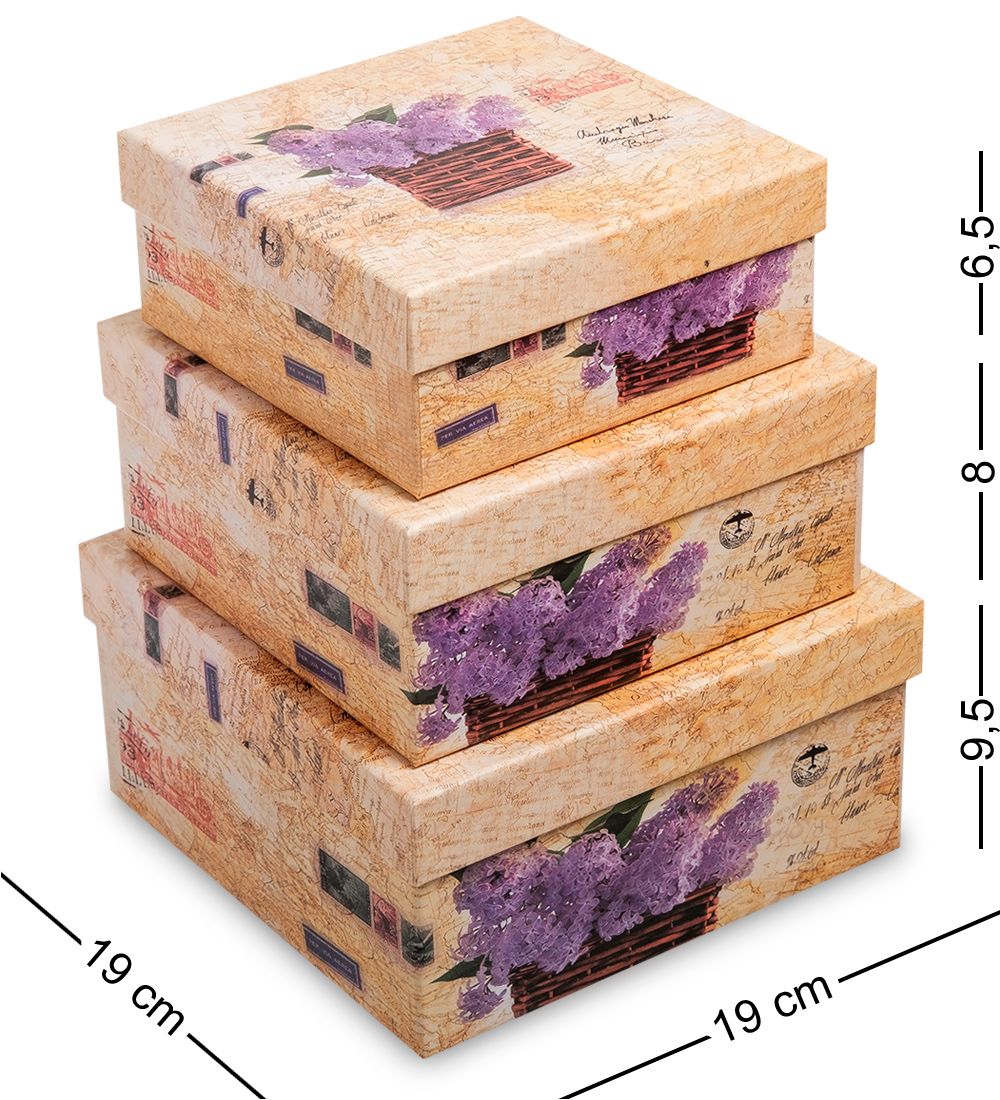 WG-23-B Набор коробок из 3шт «Квадрат» цв.коричневый