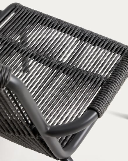 Уличное кресло Salis из графитового алюминия и темно-серой веревки