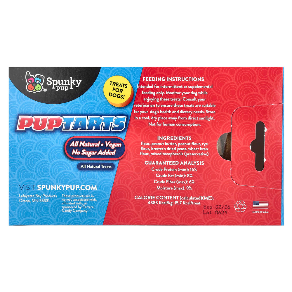 Spunky Pup, PupTarts, лакомства для собак, арахисовая паста, 142 г (5 унций)