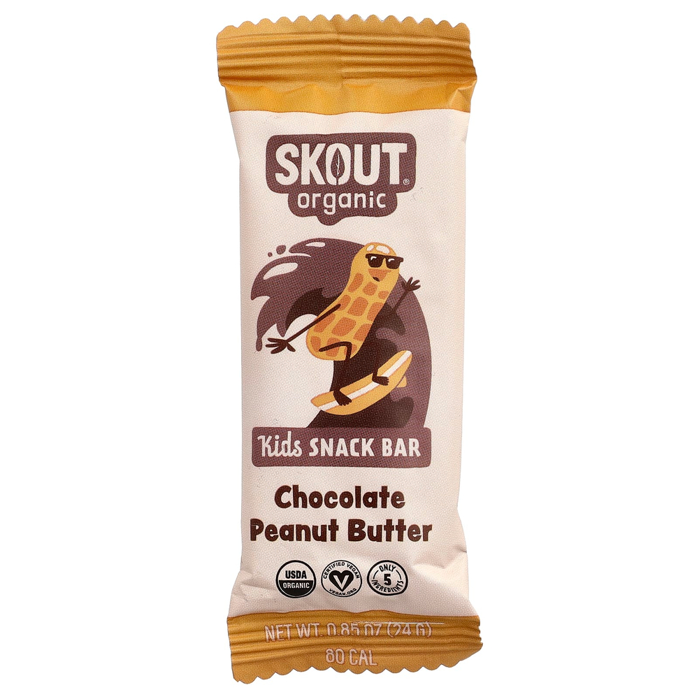 Skout Organic, детские батончики-снеки, с шоколадом и арахисовой пастой, 6 шт. по 24 г (0,85 унции)