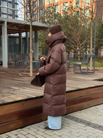 Пуховик Сахалин макси шоколад