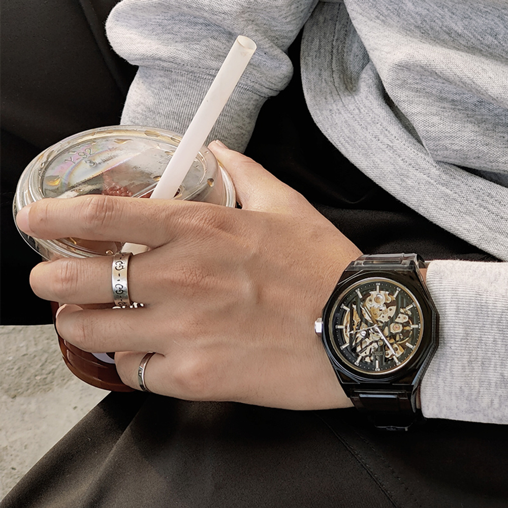 CHARLOTTE RAFFAELLI· Ice Resilience Collection Wrist Watch Automatic Mechanical Movement TPU Strap Skeleton Dial