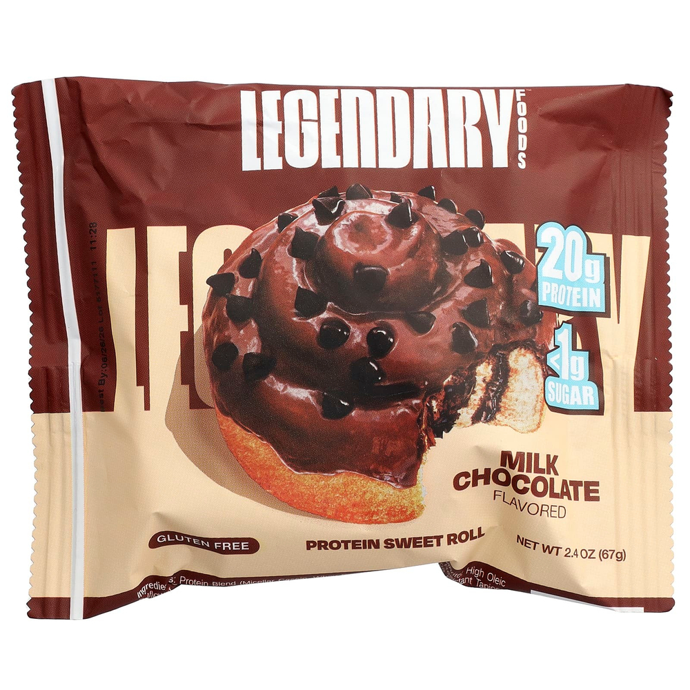 Legendary Foods, протеиновый сладкий рулет, молочный шоколад, 8 упаковок по 67 г (2,4 унции)