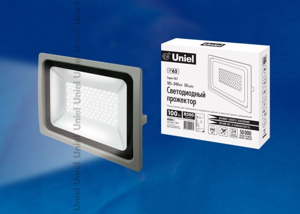 ULF-F16-200W/NW IP65 185-240В SILVER Прожектор светодиодный. Белый свет (4000K). Корпус серебристый. TM Uniel.