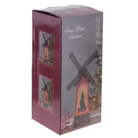 Изделие декоративное "Мельница" (подсвет, вьюга, муз, движ, AA х3 н/п +USB) L17 W10 H34 см