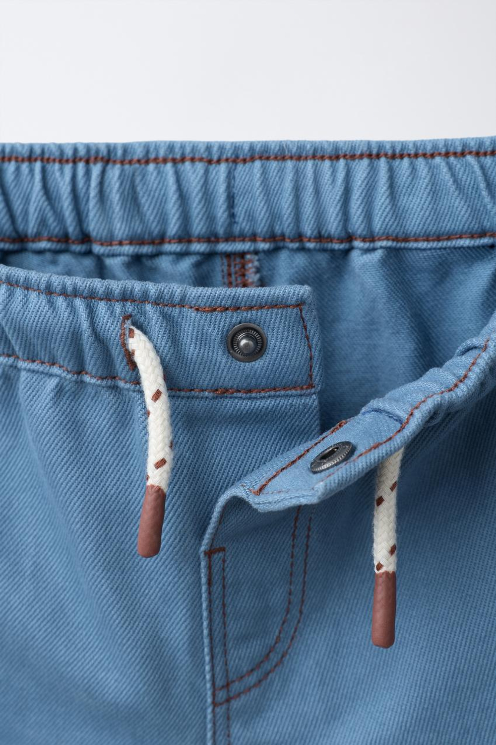 ZARA ШОРТЫ-БЕРМУДЫ С КОНТРАСТНОЙ СТРОЧКОЙ, СИНИЙ