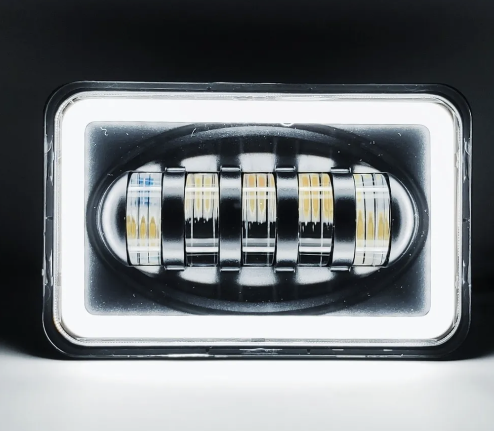 С173 / Фара светодиодная с кронштейном, ДХО+Поворотник (4X6 дюймов, 12/24V, 6000K) (1 шт)