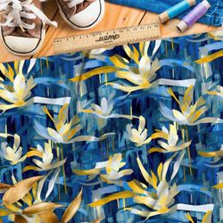 Ткань премиум сатин цветочная абстракция