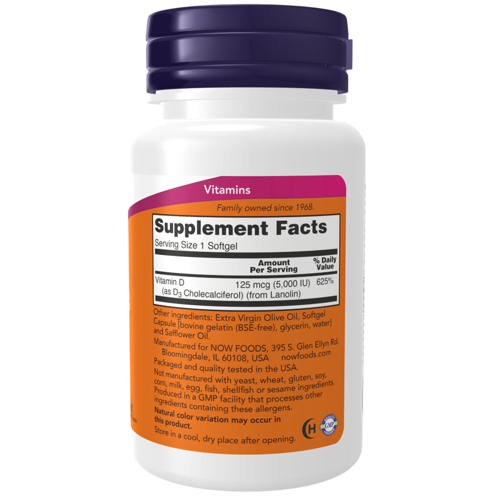Now Foods Vitamin D3 5000 МЕ 240 softgels , Витамин Д3