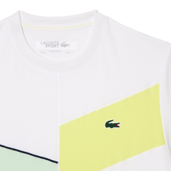 Мужская теннисная футболка Lacoste Regular Fit Seamless Tennis T-Shirt - white/flashy yellow/green/navy blue