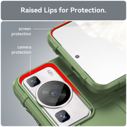 Противоударный чехол зеленого цвета на смартфон Huawei P60 и P60 Pro, мягкий отклик кнопок, серия Armor (максимальная защита) от Caseport