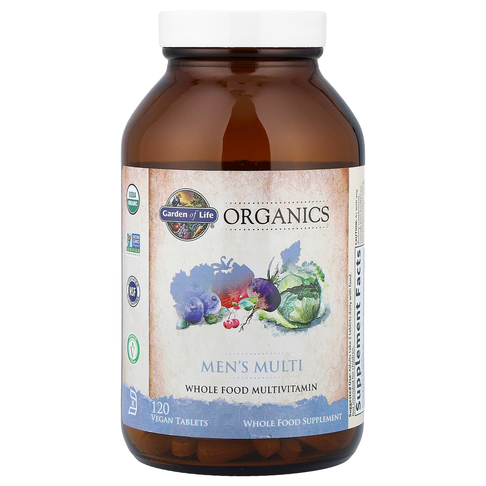 Garden of Life, MyKind Organics, мультивитамины для мужчин, 120 веганских таблеток