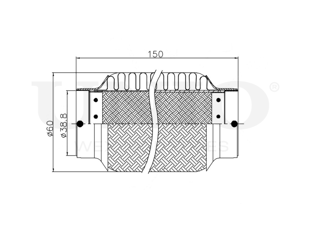 Гофра глушителя 38x150 мм InnerBraid UNIO EXP-38150