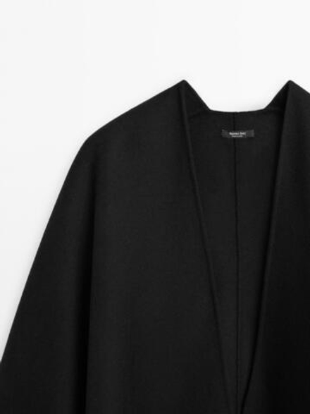 Massimo Dutti Накидка из смесовой шерсти с фактурой фетра, черный