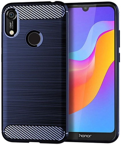 Чехол для Huawei Y6 2019 (Honor 8A Pro) цвет Blue (синий), серия Carbon от Caseport