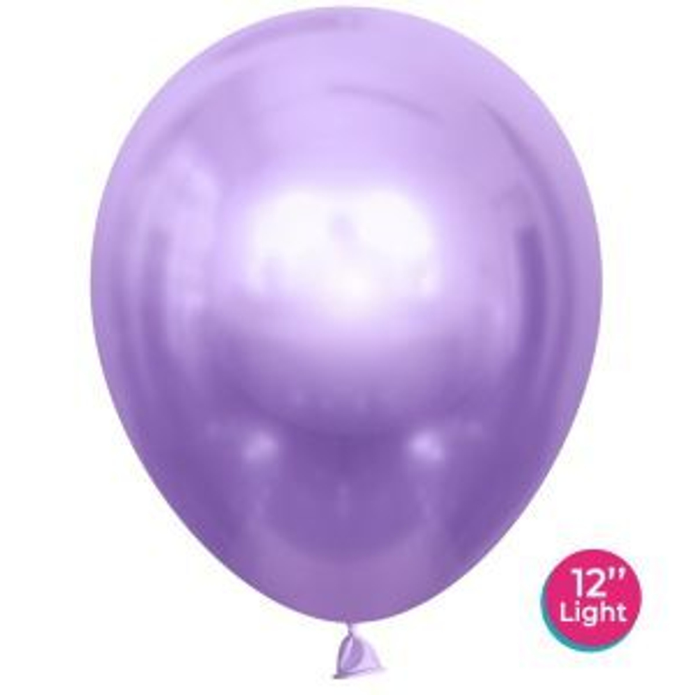 К Шар (12''/30 см) Сиреневый, лайт, хром, 50 шт(в сдутом виде)