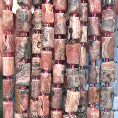 Родохрозит ок.11х7 мм, бусины - цилиндры (нить 38 см)