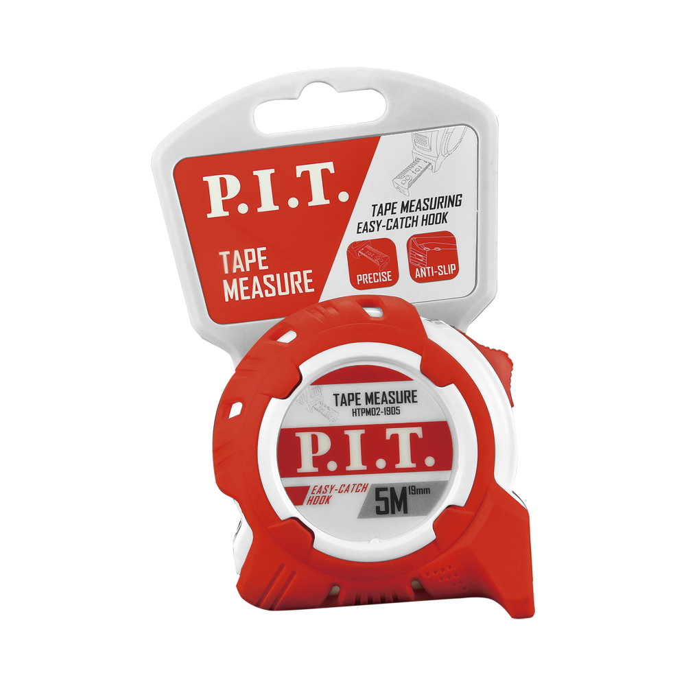Рулетка с фиксатором PIT 5м х19мм, ABS+TPR(HTPM02-1905)
