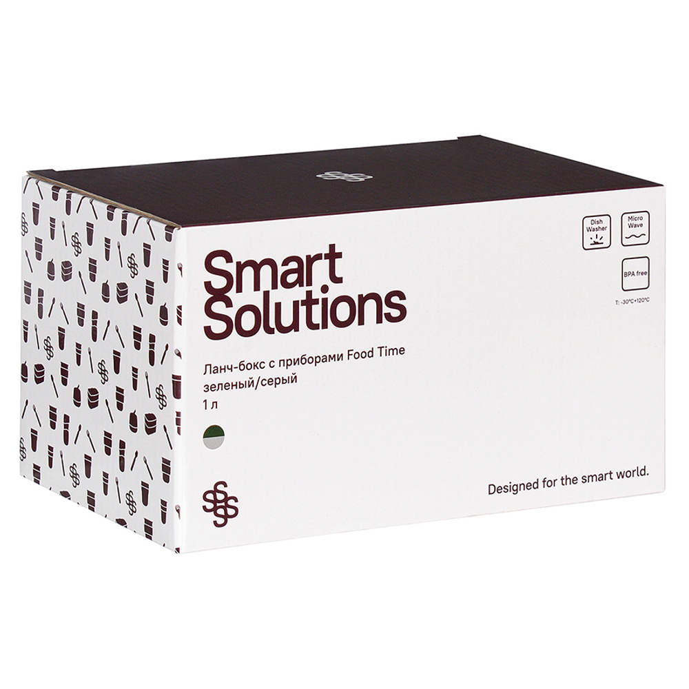 Ланч-бокс с приборами 1л Smart Solutions Food Time серый