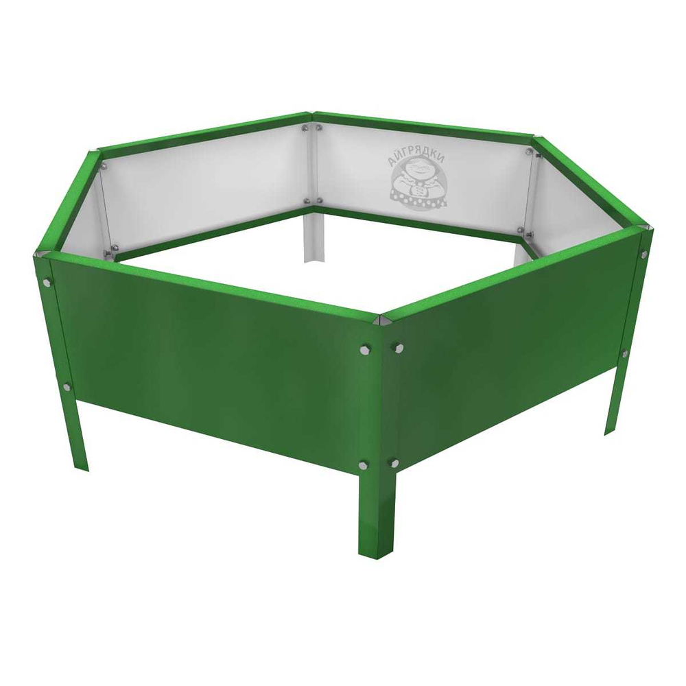 Клумба многоугольная оцинкованная с ножками 1 ярус RAL 6002 Зеленая листва
