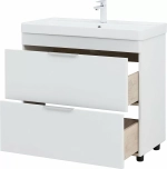 Тумба напольная с раковиной Aquanet Ирис New 90 336309+323883 белая глянцевая