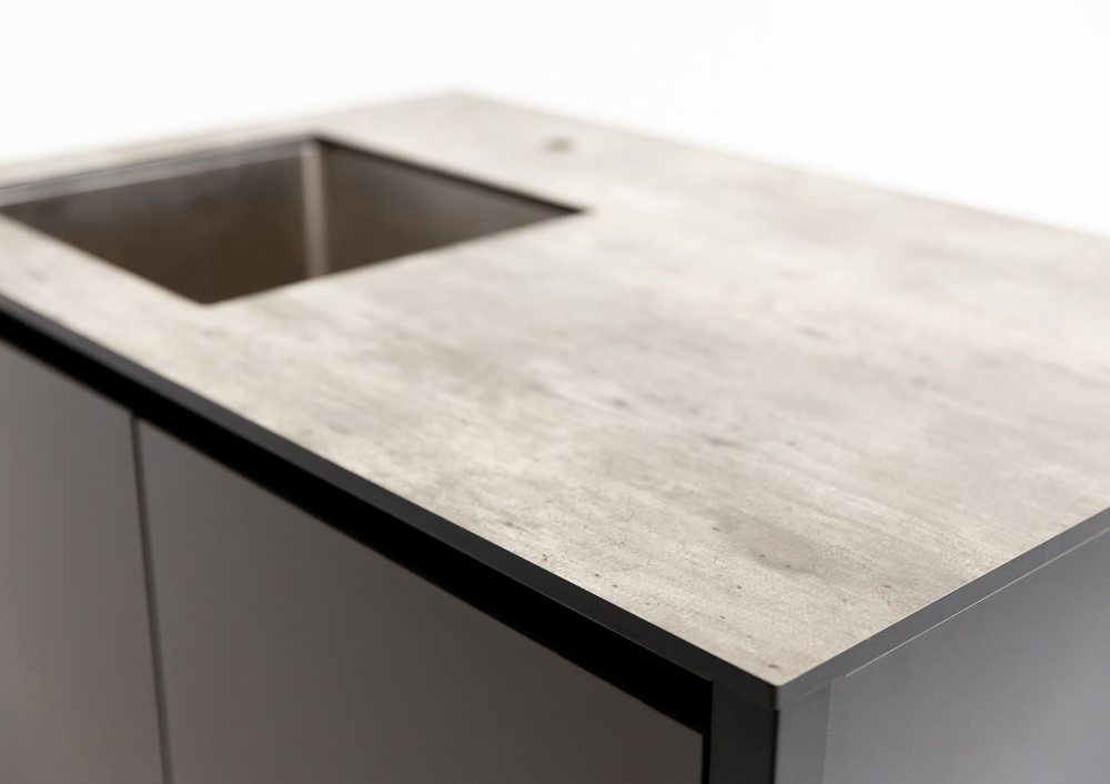 Шкаф напольный с мойкой Lounge D-04S-L, 90 см, черный/серый каспий