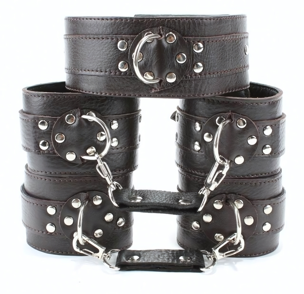 Набор фиксаторов из коричневой кожи (Цвет: коричневый)