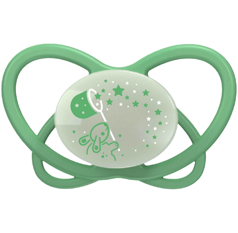 NIP Соска пустышка, силикон "Butterfly Night ", зелёный, размер 1 (0-6)