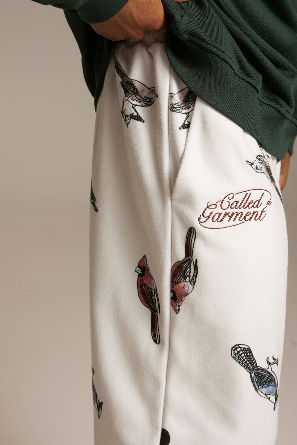 Брюки Called a Garment Флисовые Birds Мужские Молочные